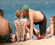 bikini clad scarlett johansson kisses boyfriend on the beach 7.jpg from scarlet johanson dogy style 3gp