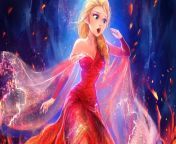 beautiful princess elsa red dress frozen disney movie 1080p wallpaper.jpg from frozen prinsess
