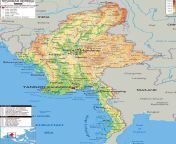 large physical map of myanmar with roads cities and airports.jpg from maynmayr