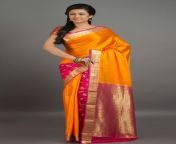 mysore silk saree orange colour 0193.jpg from orange saree aunty