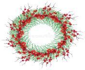 watercolor christmas wreath winterberries pine branches hand painted illustration 81965243.jpg from 81965243 jpg