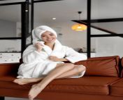 young woman towel wearing bathrobe young woman towel wearing bathrobe room 163921111.jpg from stepmom towel drop
