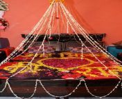 honeymoon bed suhagrat bistar flower decoration red 153338575.jpg from muslim suhagrat