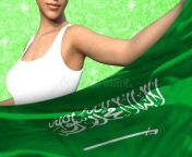 pretty woman holds saudi arabia flag front green shining sparks background concept d illustration lady holding her 222774881.jpg from saudi arabia in sexy 15 virgin