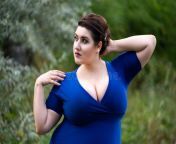 sexy plus size fashion model blue dress deep neckline outdoors beautiful fat woman big breasts nature sexy plus 194296928.jpg from big fat sexy a