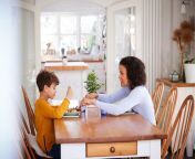 single mother sitting table eating meal son kitchen home single mother sitting table eating meal son 157268402.jpg from son romance mom in dining table