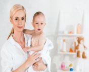 blonde mother holding arms wet toddler son bathroom attractive 191606424.jpg from mom in bathroom son come sex