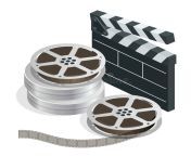 cine con los discos de la cinta de la película de la película en cajas y la chapaleta de los directores para el rodaje de 69825612.jpg from pelicula niña