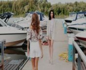 fashion outdoor video two beautiful sexy girls elegant dresses posing near yachts kiev ukraine fashion outdoor video two 215588637.jpg from two beautifull sexy video