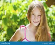 portrait beautiful young blonde little girl background summer park 75685969.jpg from little young