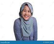 portrait beautiful young muslim lady wearing hijab call center operator lady consultant smiling headphones muslim lady 173833325.jpg from jav lady offife⁵5