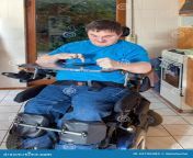 spastic young man confined to wheelchair multifunctional as result infantile cerebral palsy caused birth complications 43796985.jpg from handicap spastis