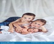 baby boy brother sister three cheerful kids home newborn happy family love friendship concept 68133612.jpg from sis bro home