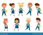 boy girl characters wearing school uniform backpack walking running to school vector illustration set boy girl 190745594.jpg from » school girl ref in car