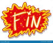 cartoon doodle style hand drawn fin symbol end white text yellow red background vector icon 153575495.jpg from fin