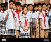 young chinese students attend a flag raising ceremony at a primary school on the first day of the new semester in lianyungang city east chinas jiang w85n0e.jpg from students chaina