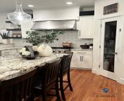 kitchen with painted wood cherry cabinets wood island granite countertop cream subway tile backsplash wood floor sherwin williams alabaster and creamy kylie m online paint color expert 862x1024.jpg from creamy by in