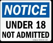 under 18 not admitted sign s 8317.png from under 18