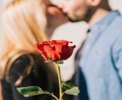 red rose on background of kissing couple 23 2147738252.jpg from rose hot kiss v