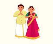 south indian tamil nadu wedding couple greeting namaste traditional dress against cosmic latte background 1302 39646.jpg from tamil randi dressing up