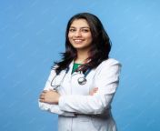 medical concept indian beautiful female doctor white coat with stethoscope waist up medical student woman hospital worker looking camera smiling studio blue background 185696 621 jpgw1060 from indian mbbs doctor with