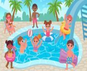 criancas dos desenhos animados na festa na piscina nadando brincando e tomando banho de sol crianca no toboagua atividade divertida de ferias de verao para criancas vetor cartaz ilustracao de criancas nadando na piscina 102902 5562 jpgw360 from crianças nu