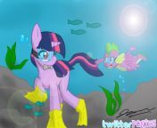 twilight and spike scuba dive colored by graypelt d538u2d.jpg from daemont92 3d underwater twilight spike