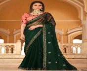 prt8988 1 green saree in chinon chiffon with thread sr24106 1 .jpg from in green sari