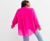 bright pink ruffle front dip hem blouse jpgstriptrueqlt50w720 from dip hot small blouse