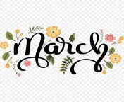 pngtree march month text lettering decoration with flowers and leaves png image 5319287.jpg from mar ch
