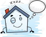 101874890 a cartoon illustration of a house sleeping and dreaming.jpg from house sleeping