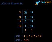 lcm of 18 and 19 by division method.png from 18 and 19