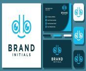 initials letter bd db eye lens vision optical look see smile happy monogram logo design with business card vector.jpg from bd company eye