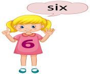 girl with number six hand gesture vector.jpg from shes six