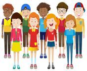 group of teenagers standing together vector.jpg from 10 people one