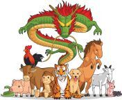 all 12 chinese zodiac animals together cartoon illustration drawing vector.jpg from 12 china