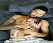 father lying on couch with nude newborn baby photo.jpg from father nude