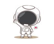 cute astronaut say hello cartoon character space concept design hand drawn flat adorable chibi illustration isolated white background vector.jpg from hellochibi