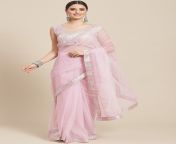 saarya pink silver toned sequinned net saree 1.jpg from desi net