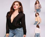 2017 new arrival fashion blouse shirt women sexy deep v collar long sleeve front open solid.jpg from rad sexi blouse
