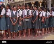 south indian school girls in uniform dress orderly queuing up to visit balakrishna balkrishna temple in udipi udupi karnataka india 2a6epr1.jpg from south indian school in school sex scanda