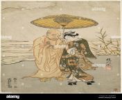 daruma and a young woman in the rain 1765 suzuki harunobu japanese 1725 1770 japan color woodblock print chuban surimono 261 x 192 cm 10 14 x 7 12 in 2a2jm49.jpg from young japan 10 xxnx com