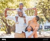 portrait happy african american family of four spending quality time together in the park during summer mother father son and daughter bonding 2jfan9f.jpg from mom son father daughter sister brother sex vi