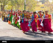 bolpur shantiniketan west bengal india 7th march 2023 number of indian bengali girls celebrating holi performing tradition dance 2pff2d3.jpg from bengali from bolpur sho