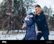 beautiful loving couple running in winter forest together people having fun outdoors guy trying to catch his girlfriend r83gap.jpg from outdoor lover caught when they fuck