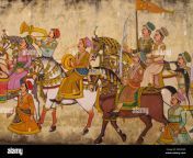a wall painting in a hotel in udaipur rajasthan india displaying a royal procession with rajput soldiers and musicians rrn5md.jpg from rajasthan rajput bhabi home sexya sister brother sexww sonia mirza xxxaunty 65 age old redwap comesh villa