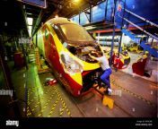 finishing touch for new pendolino tilting train in a factory in birmingham a9gcab.jpg from touching in train new