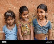 three young girls of adivasi tribe near poshina gujarat india ed1ag5.jpg from desi village lokal aadivasi gujra