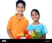 brother and sister holding flower bouquet and celebrating birthday et17k2.jpg from kerala brother rap sister kerala kollam convent sister sex mms video 3g
