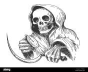 death with sickle and pocket watch ink drawing style isolated on white f16bwr.jpg from death jpg